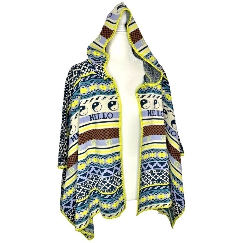 Urban Outfitters Fair Isle Hooded Sweater Poncho One Size Mixed Print NWT